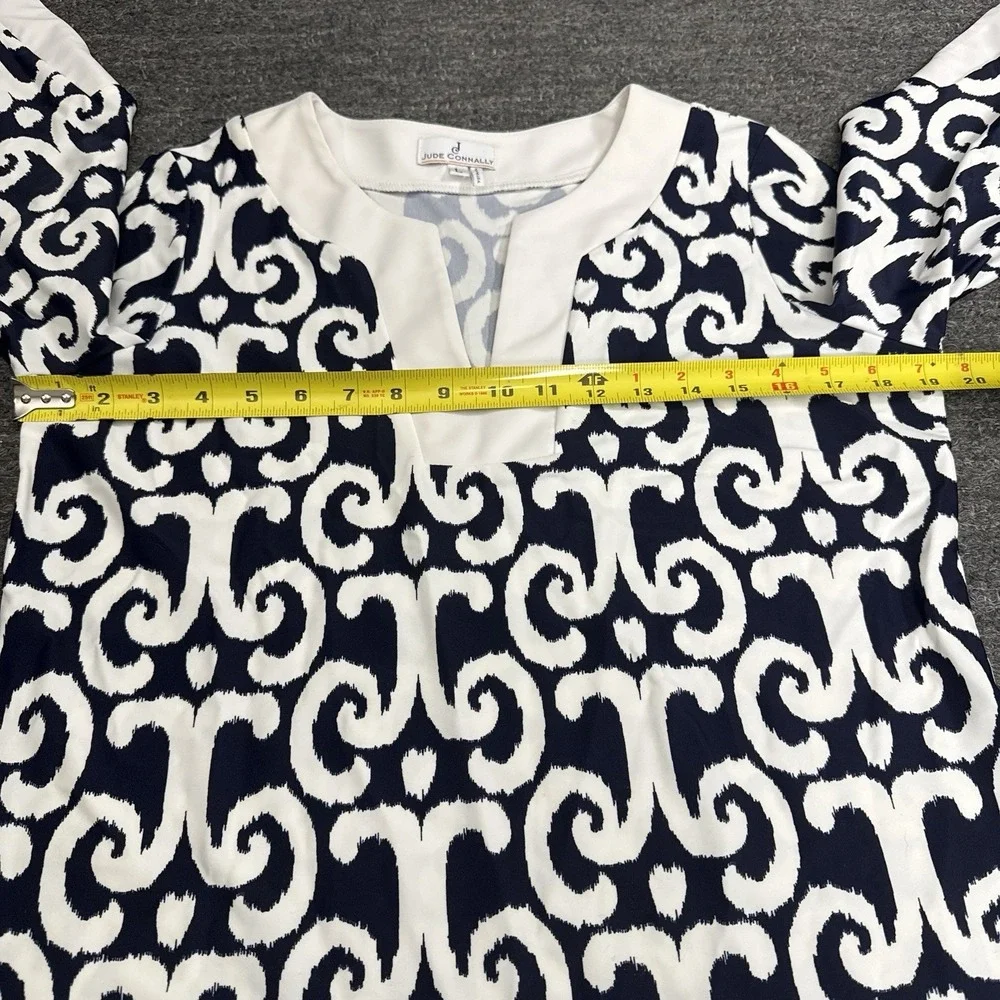 Jude Connally Holly Tunic Dress Women Large Blue White Beach Resort Coastal - Picture 5 of 9